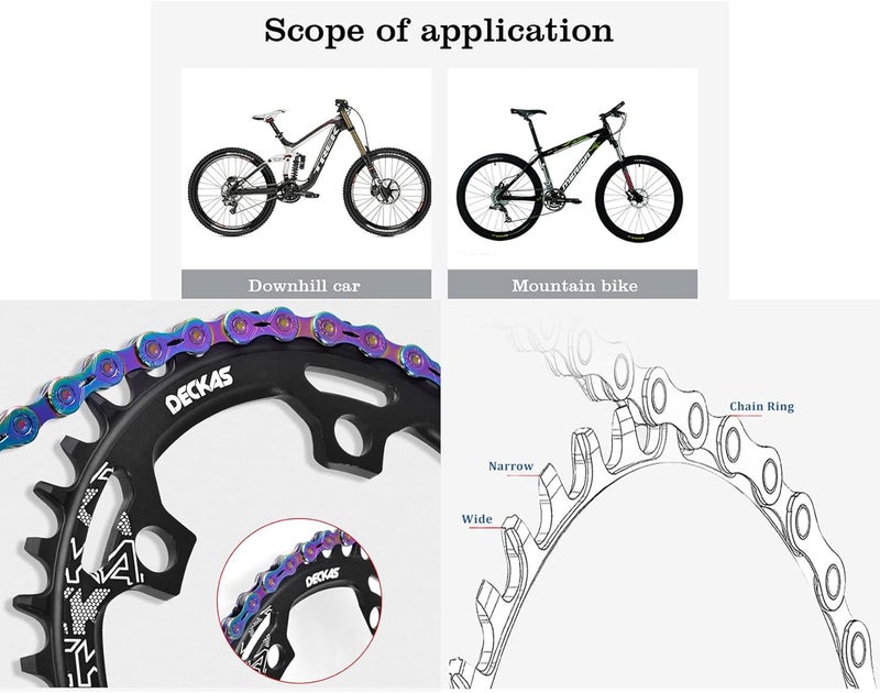 DECKAS Round Chainring 110BCD 36T 38T 40T 42T 44T 46T 48T 50T 52T Narrow Wide Chainring for 7 to 12 Speed Chains - Image 4